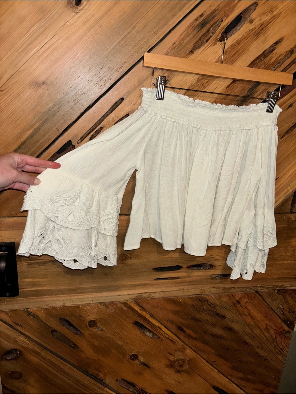 Shyanne White Tiered Ruffle Sleeve Off the Shoulder top